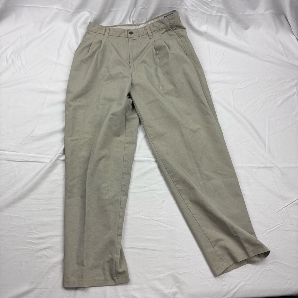 Men's Size 32 Cintas Dress Slacks Khaki's Pleated Front Belt Loops Comfort-FLEX